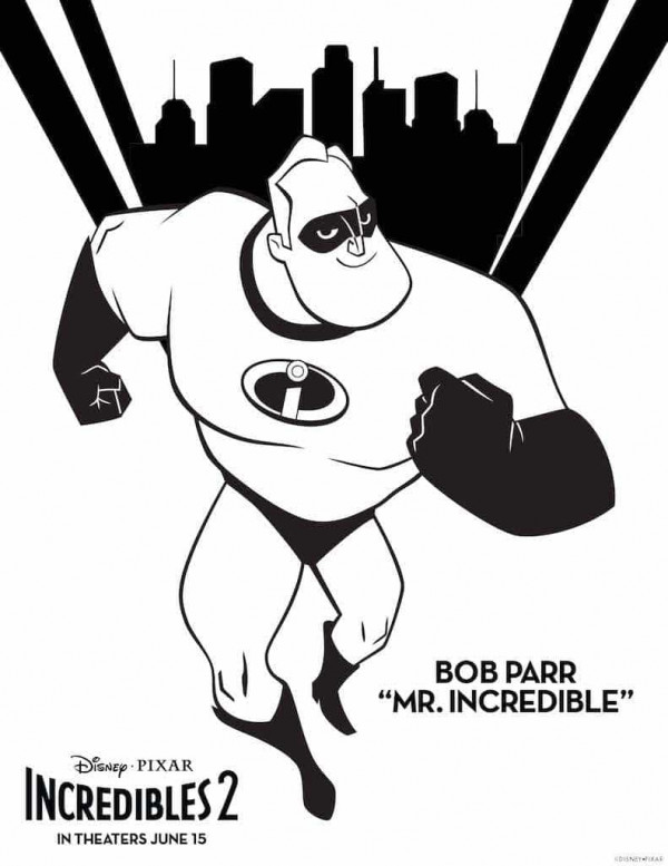 Incredibles Free Printable Coloring Sheet Mr. Incredibles