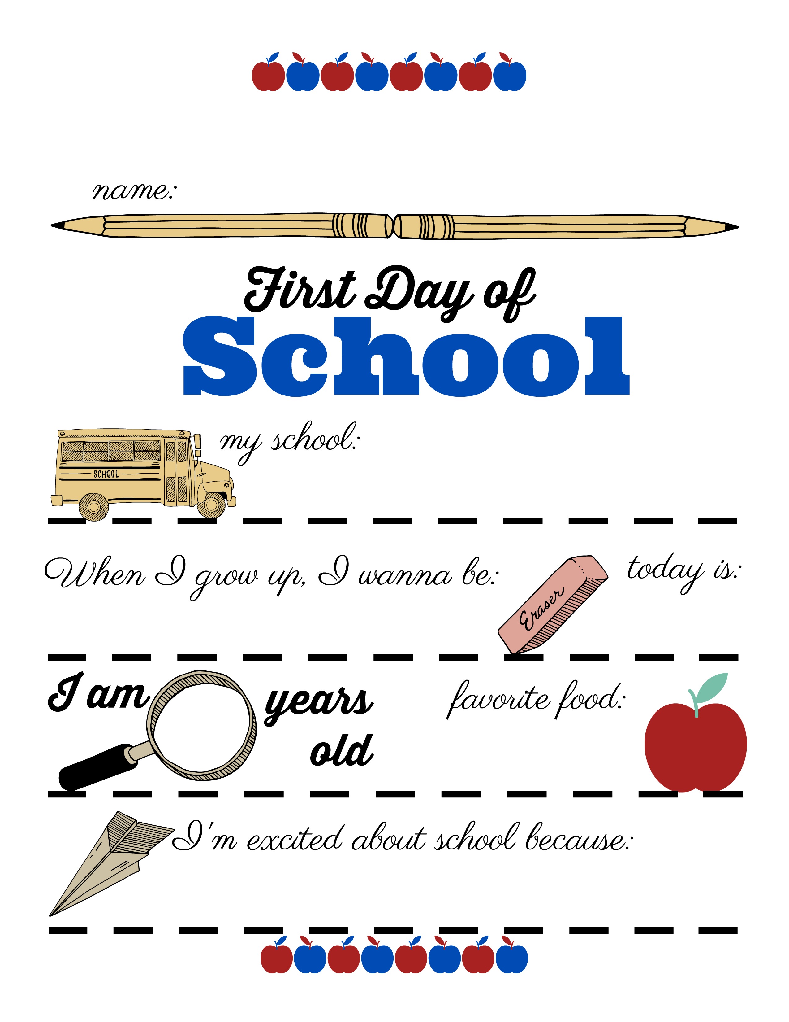 First Day Of School Sign Free Printable