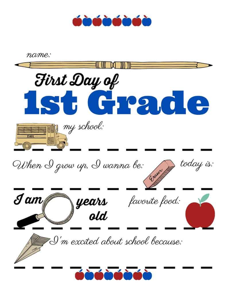 Free Printable First Day of School Sign: All Grades 101 Party Ideas