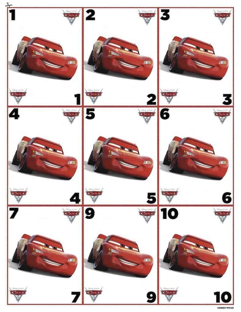 7 Free Printable Disney Cars Card Game 101 Party Ideas